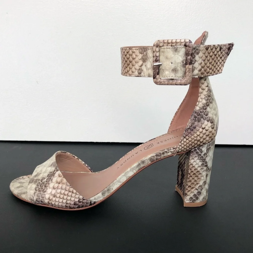 Chinese Laundry Rumor Snakeskin open toe heeled sandals Size 7